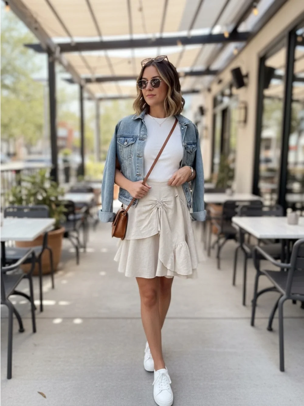 Organic 100% sandy Linen Skirt - Picture 2 of 4